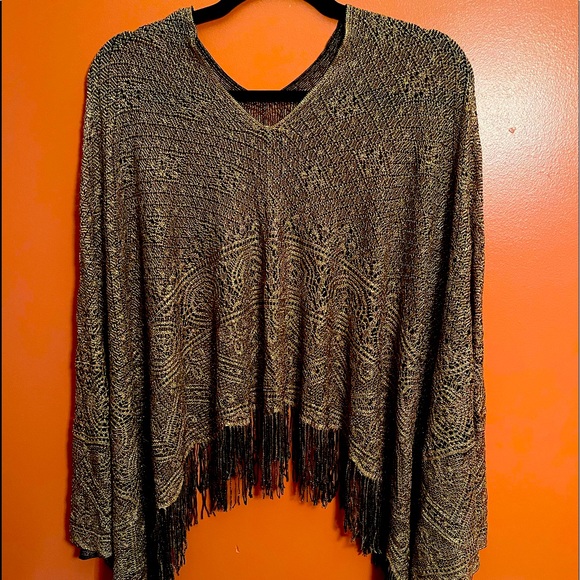 Lace Cardigan,Fringes,Gold Color, One Size,Mirasol - Picture 1 of 8
